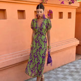 Lucinda - Boho Floral Pleated Summer Maxi Dress