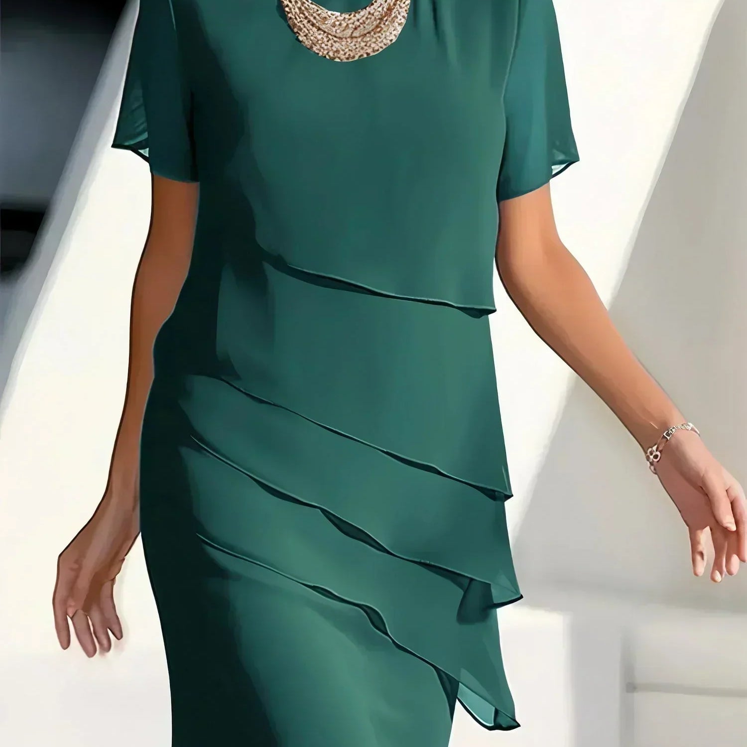 Monika - Short Sleeve Midi Dress