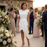 Maja - Asymmetrical Dress with Structured Shoulders