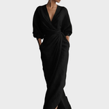 Maxi Linen Dress with V-Neck