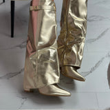 SERAPHINA™ - Gold Leather Boots