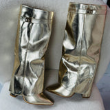 SERAPHINA™ - Gold Leather Boots