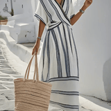 Diane | Elegant Striped Twist Front Summer Maxi Dress