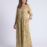Marina - Floral V Neck Three Quarter Sleeve Maxi Dress