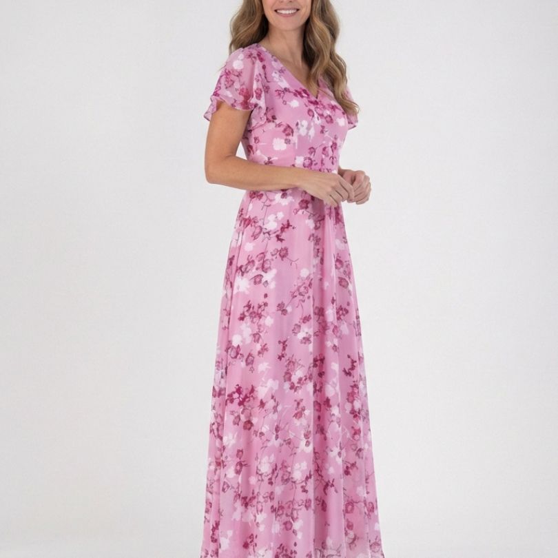 Ismeria - Floral Chiffon Maxi Dress