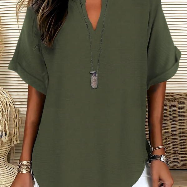 GENNEVA™ – Casual Plain Short Sleeve Blouse
