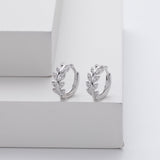 Silver Leaf Hoop Earrings