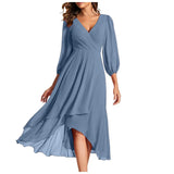 VITTORIA | Elegant dress with asymmetrical hem and flowing sleeves. Refined look for any occasion