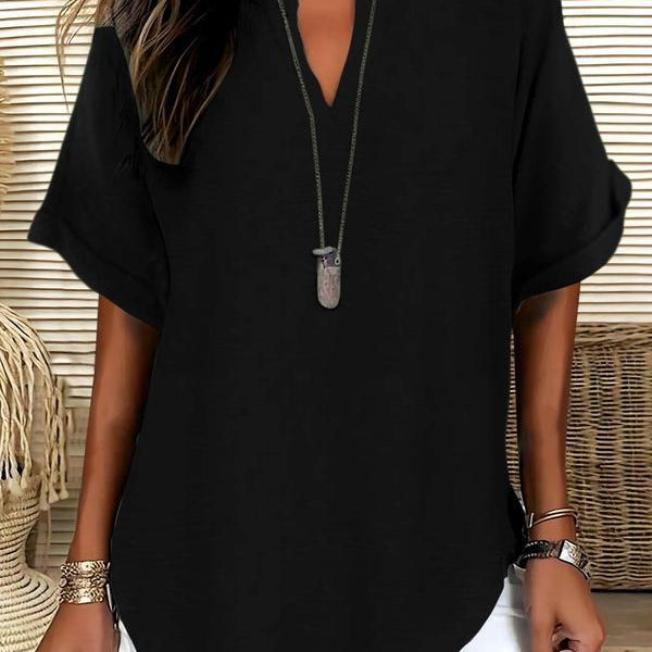 GENNEVA™ – Casual Plain Short Sleeve Blouse