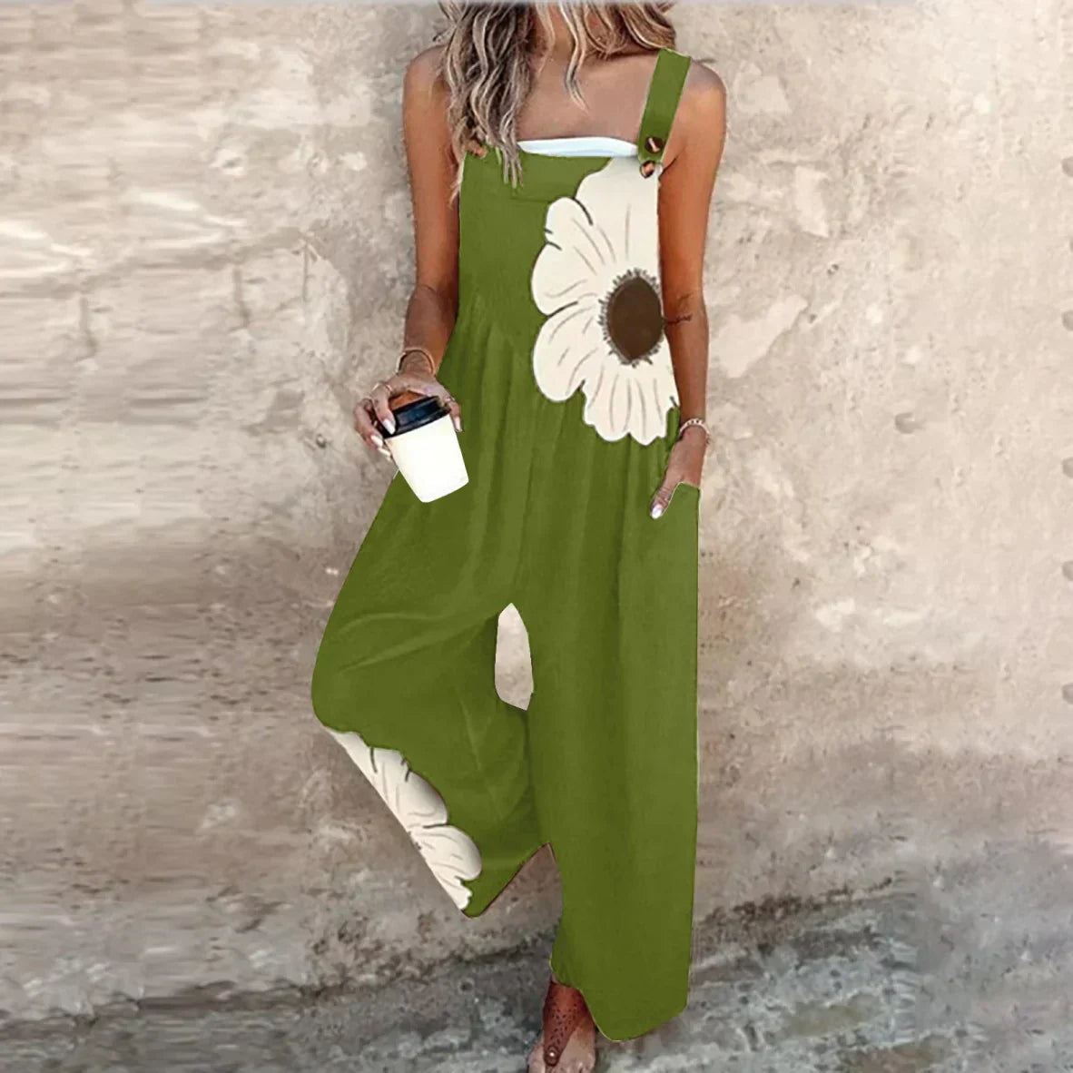 Duscha | Dungarees with Contrasting Blossom Print