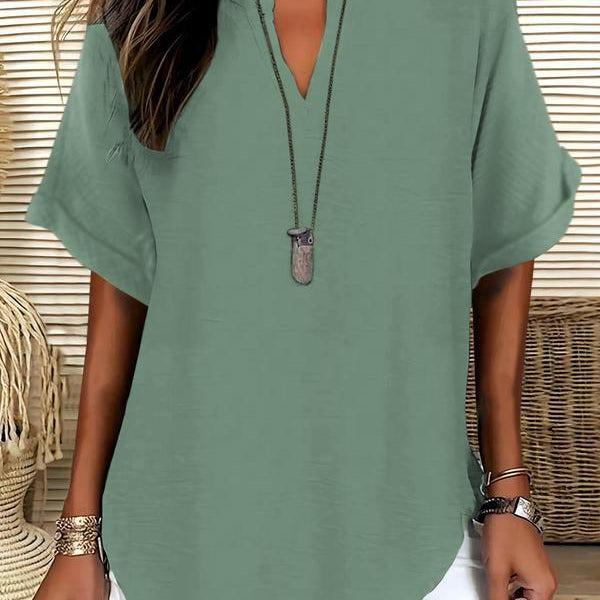 GENNEVA™ – Casual Plain Short Sleeve Blouse