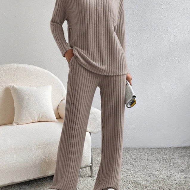 ELMER™ - Casual Long Sleeve V-Neck Top and Pants Set