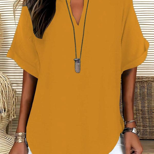 GENNEVA™ – Casual Plain Short Sleeve Blouse