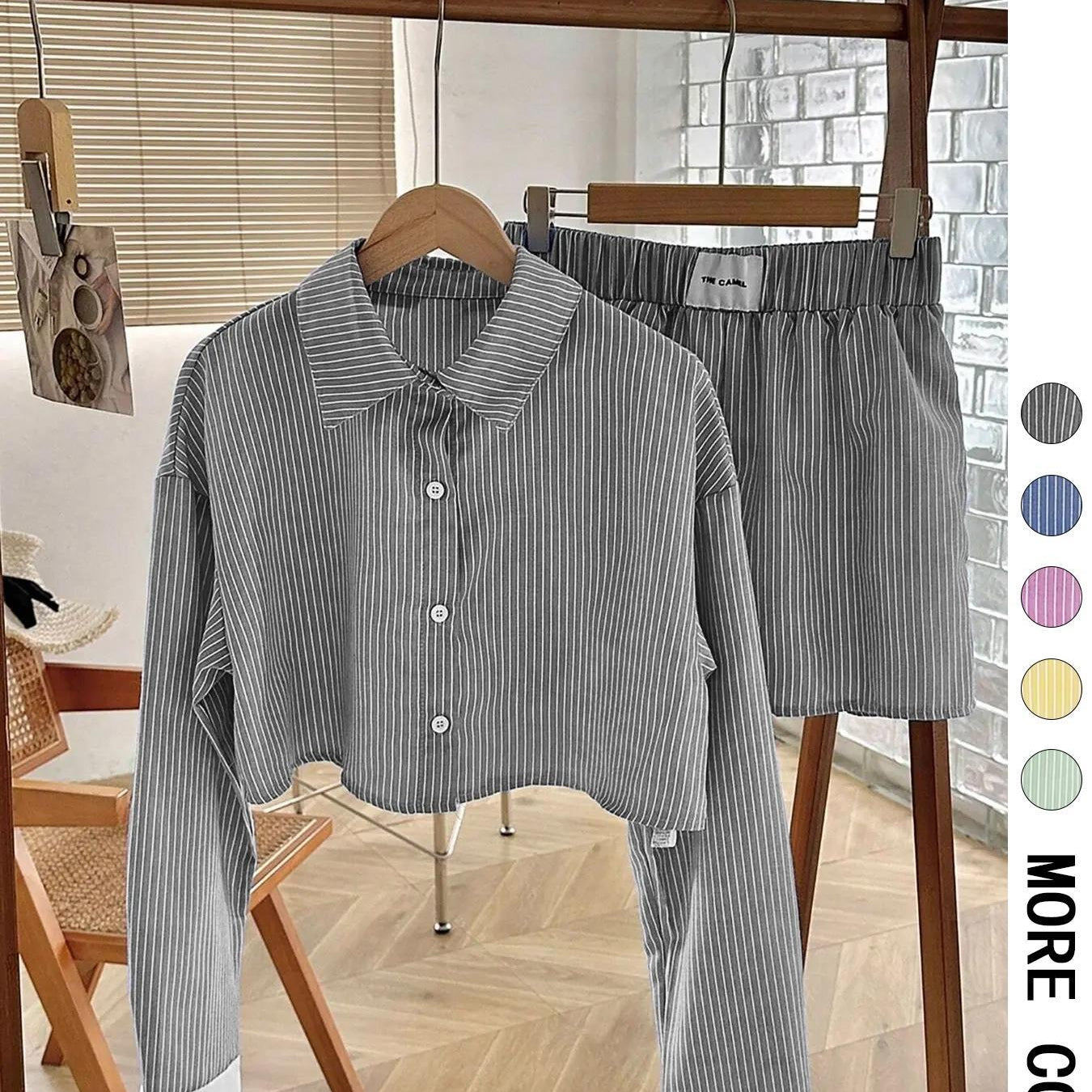 EMERSYN™ - Casual Collared Long-Sleeve Co-Ord Set