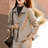 OVIDIA™ - Classy Button Front Long Sleeve Collared Blazer