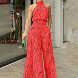 QIANA™ - Elegant Wide Leg Neck Tie Sleeveless Summer Jumpsuit