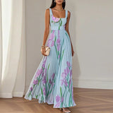 LYRA | Elegant Maxi Floral Dress with Flattering Pleated Silhouette