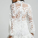 Lilly - Elegant Stand Collar Mini Dress