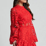 Lilly - Elegant Stand Collar Mini Dress