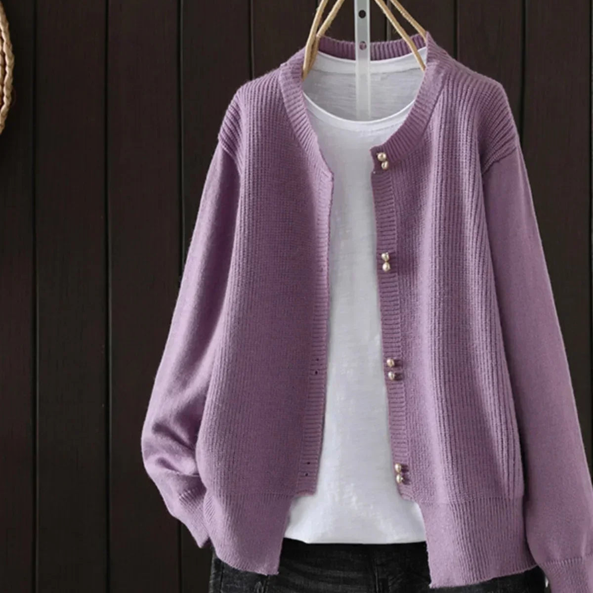 Elara - Pearl Button Cardigan