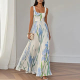 LYRA | Elegant Maxi Floral Dress with Flattering Pleated Silhouette