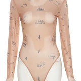 JANELLA™ – Modern Print Mesh Bodysuit