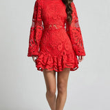 Lilly - Elegant Stand Collar Mini Dress