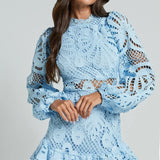 Lilly - Elegant Stand Collar Mini Dress