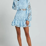 Lilly - Elegant Stand Collar Mini Dress
