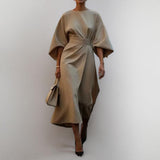 Eldra - Satin Feel Batwing Sleeve Maxi Dress