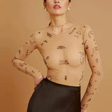 JANELLA™ – Modern Print Mesh Bodysuit