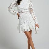 Lilly - Elegant Stand Collar Mini Dress