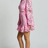 Lilly - Elegant Stand Collar Mini Dress