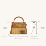 Elise Woven Top Handle Bag - Brown