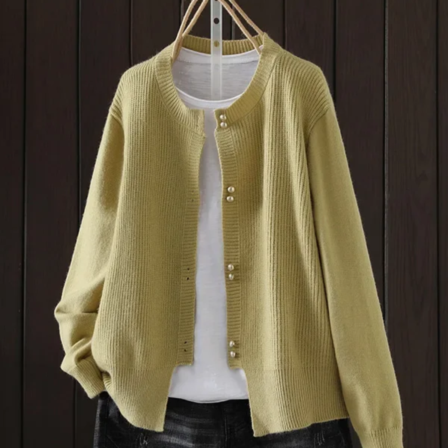 Elara - Pearl Button Cardigan