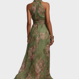 Livia - Elegant Maxi Halter Dress in Floral Print