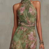 Livia - Elegant Maxi Halter Dress in Floral Print