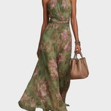 Livia - Elegant Maxi Halter Dress in Floral Print