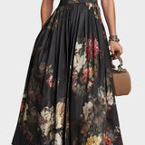 Elsa - Midi Dress with Pleats in Floral Pattern