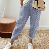 Amynelle | Striped Pants Loose Fit Cropped Summer Pants