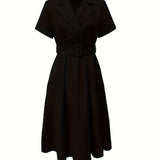Celina Bloom - Elegant Black A-Line Dress