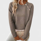 Roxanne – Elegant Asymmetrical Jumper with Button Detail