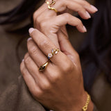Crystal White Blossom Ring Gold
