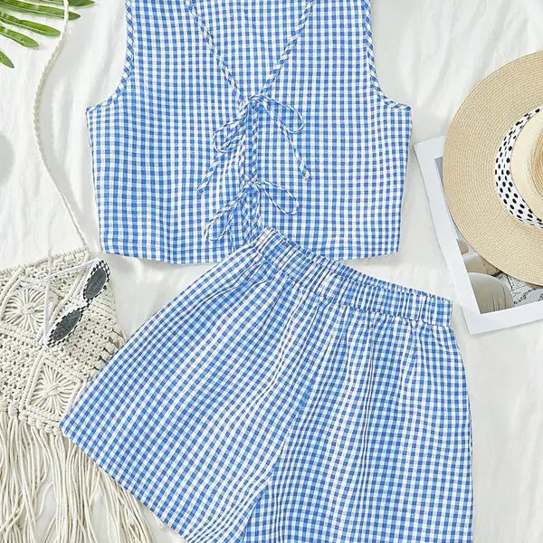 MOESHA™ - Chic Summer Sleeveless Vest and High-Waist Shorts Set