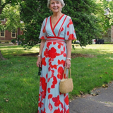 Corinne - V Neck Short Sleeve Floral Maxi Dress