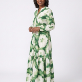 Sabine - Long Sleeve Tie Waist Tiered Maxi Dress