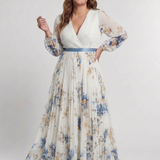 Lavinia - Long Sleeve V Neck Floral Maxi Dress