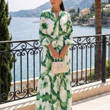 Sabine - Long Sleeve Tie Waist Tiered Maxi Dress