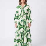 Sabine - Long Sleeve Tie Waist Tiered Maxi Dress