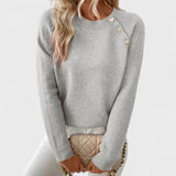Roxanne – Elegant Asymmetrical Jumper with Button Detail